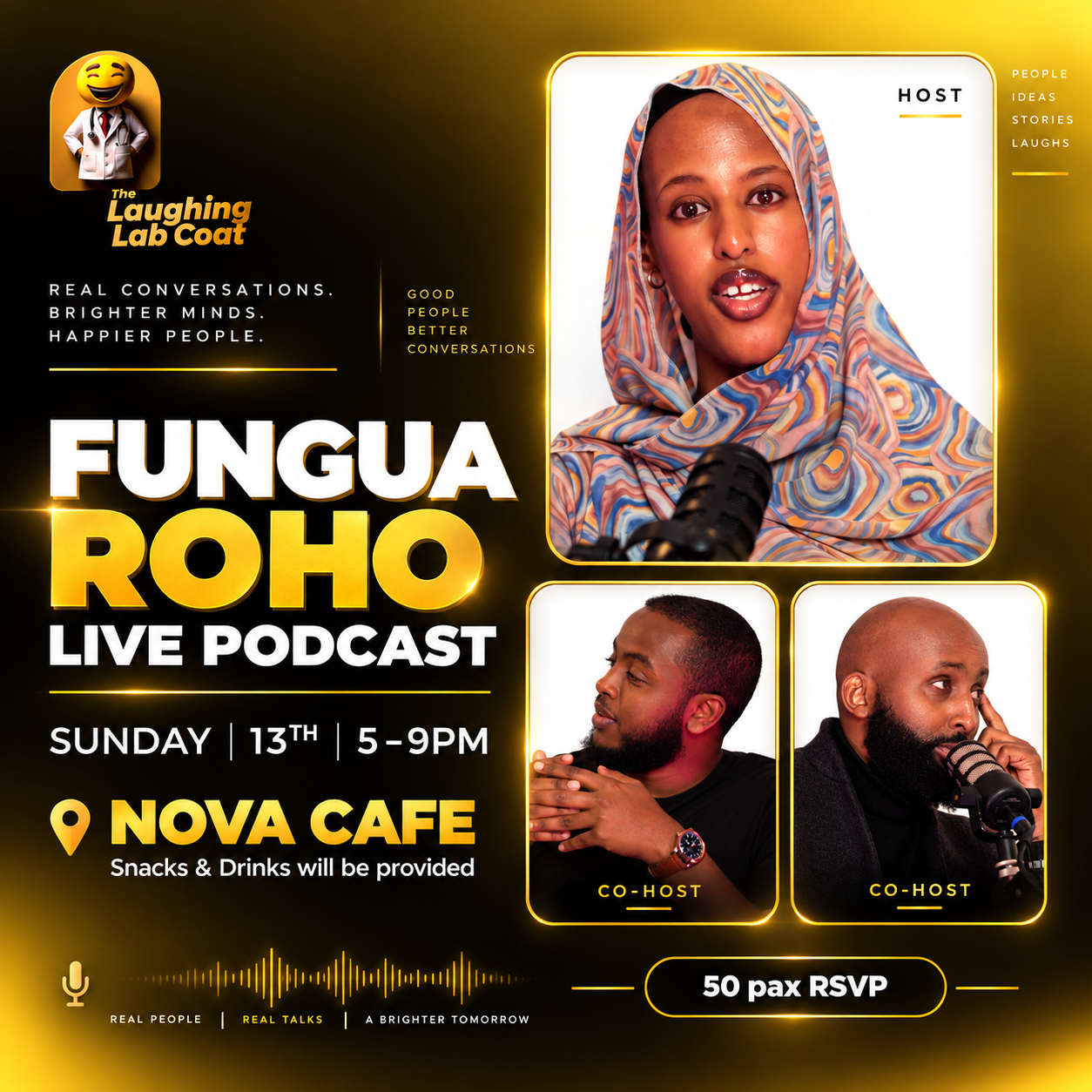 Fungua Roho Live Podcast poster: Sunday the 13th, 5 to 9 PM at Nova Cafe